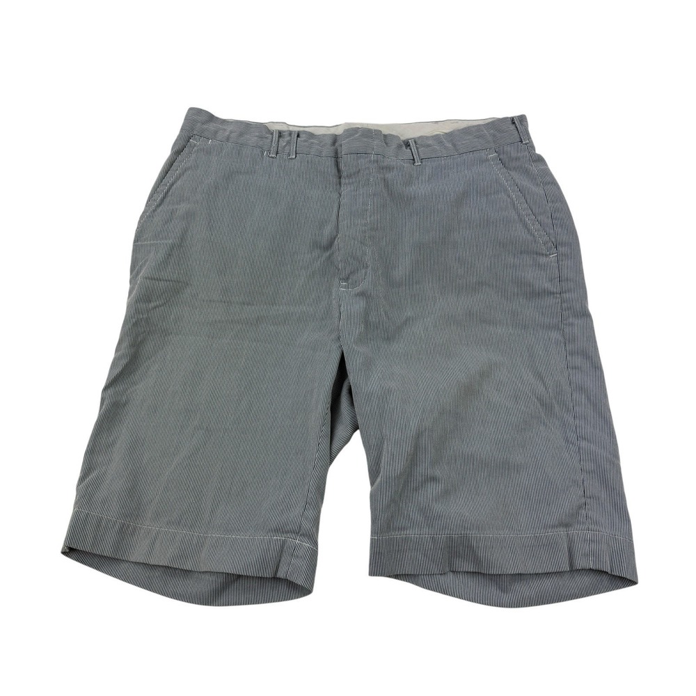 Polo Ralph Lauren Blue White Stripe Cinch Back Shorts Flat Front Men's 33x10